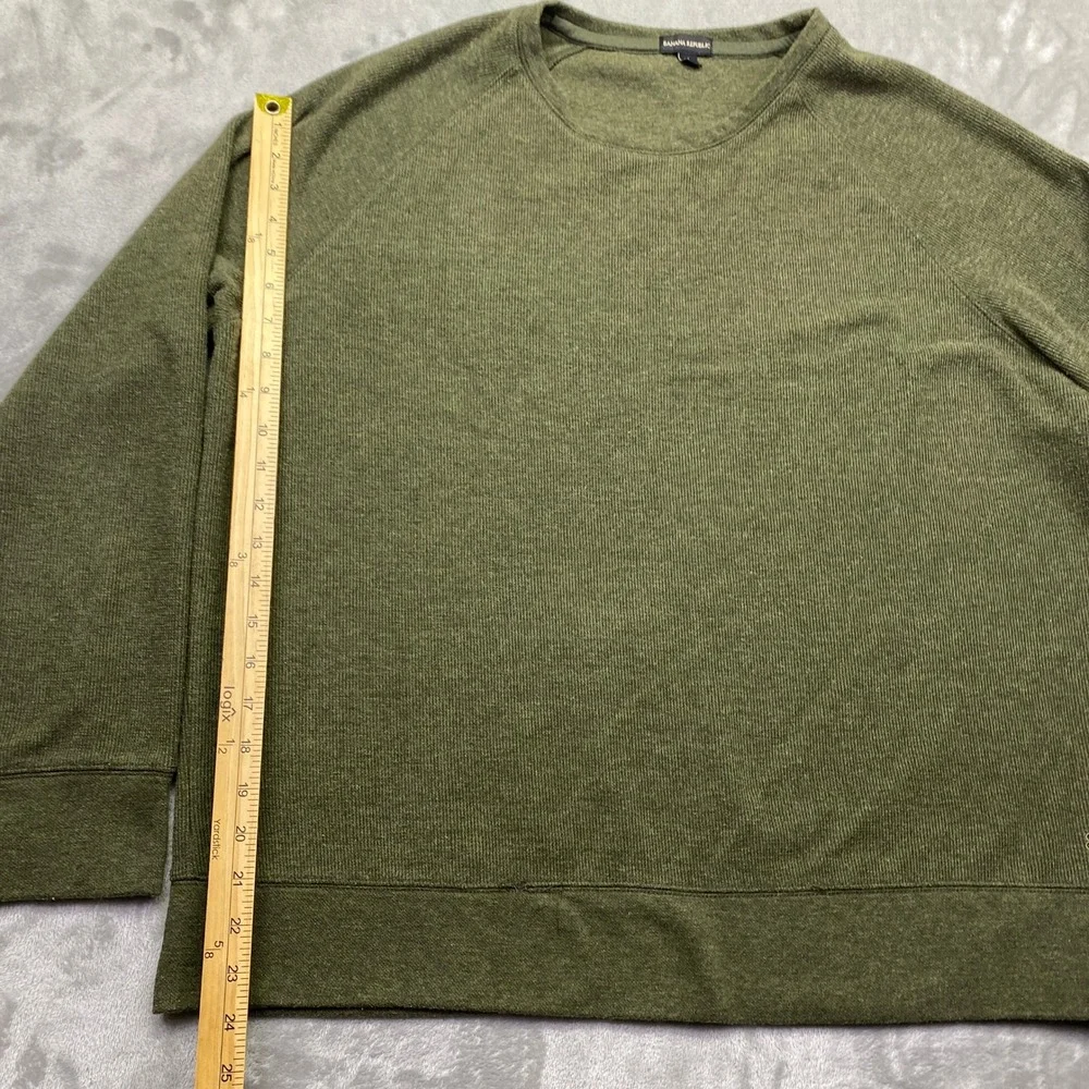 Banana Republic Mens XL‎ Olive Green Ribbed Raglan Crewneck Sweatshirt Pullover